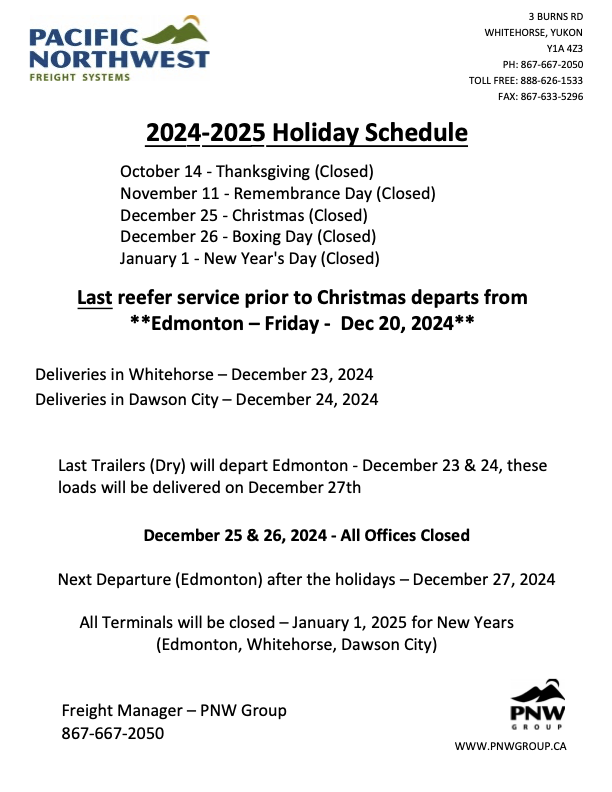 Holiday Schedule 2024 2025